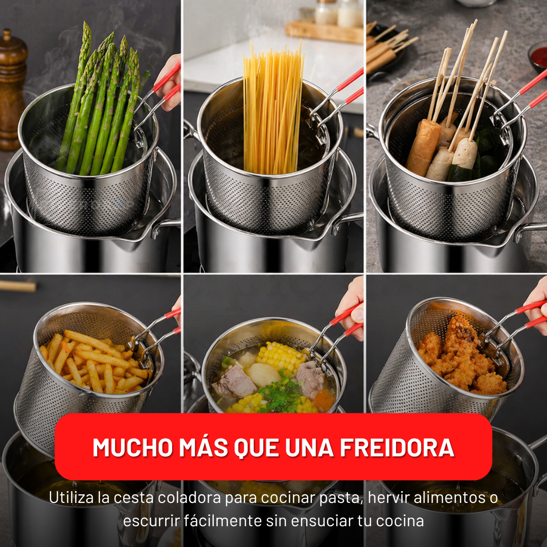 CleanFries™ - Frituras más crujientes, con menos aceite y sin salpicaduras.