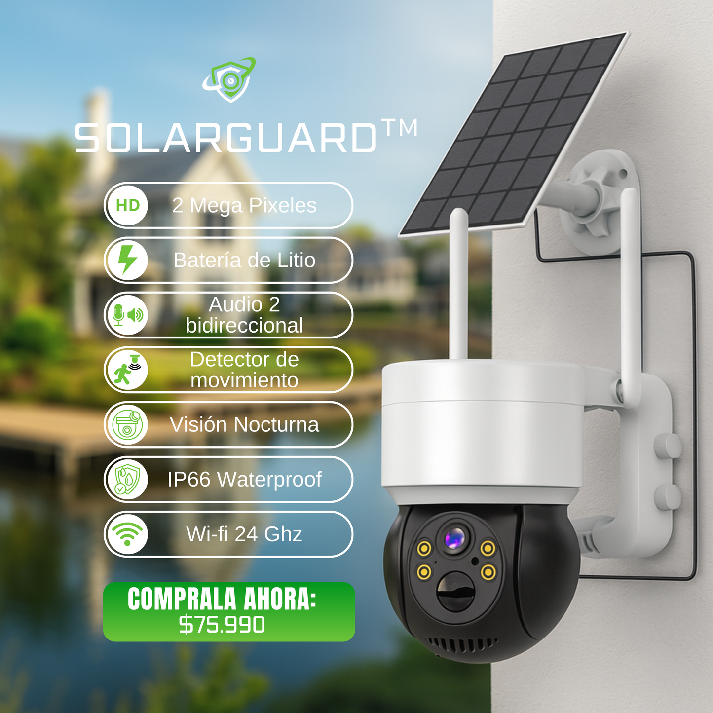 SolarGuard™ – Protección 24/7 con energía del sol