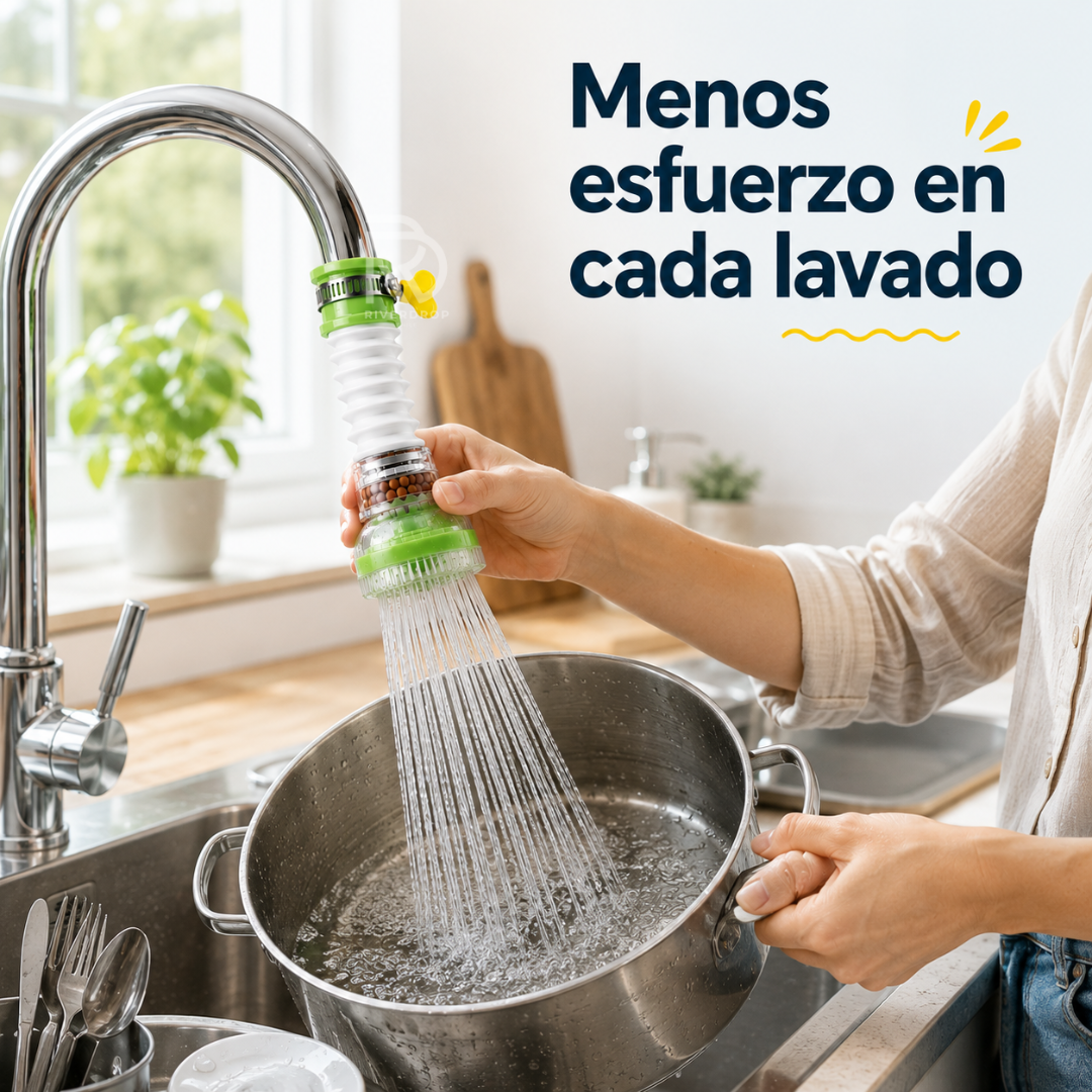 AquaFlex 360™ - Convierte tu grifo en una fuente de agua más limpia.