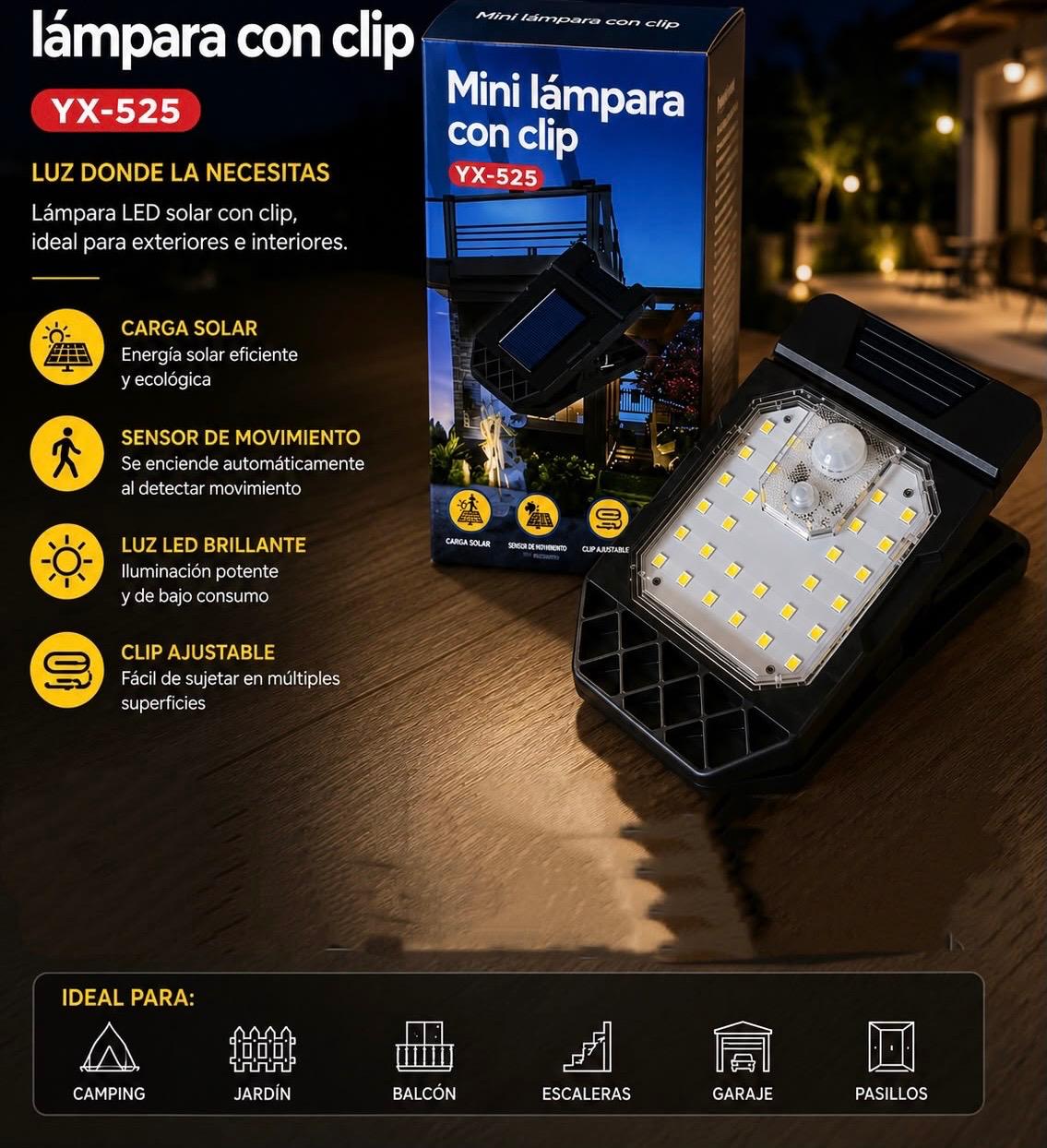 lámpara solar con clip sensor YX-525