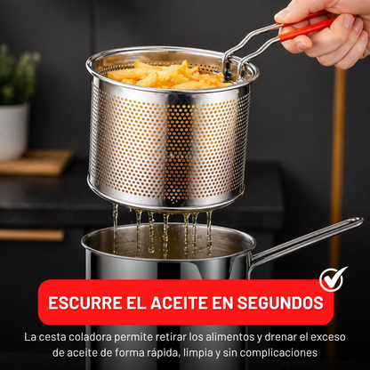 CleanFries™ -  Frituras más crujientes, con menos aceite y sin salpicaduras.