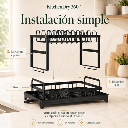 KitchenDry 360™ - Cocina ordenada, mesón seco y todo en su lugar