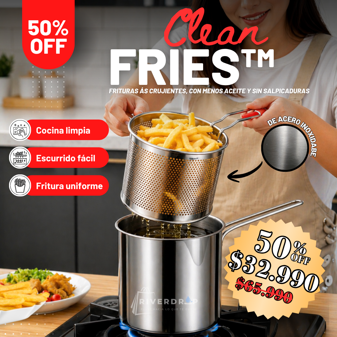 CleanFries™ -  Frituras más crujientes, con menos aceite y sin salpicaduras.