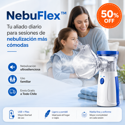 NebuFlex™ - Tu aliado diario para sesiones de nebulización más cómodas.