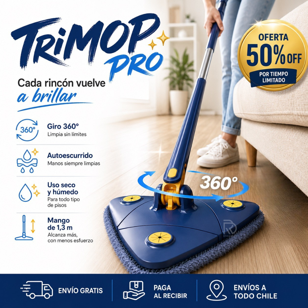 TriMop Pro™ 360° - Cada rincón vuelve a brillar