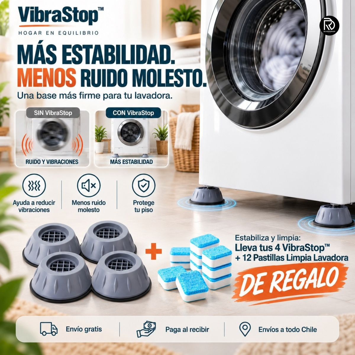 VibraStop™ + REGALO - Más estabilidad. Menos ruido molesto.