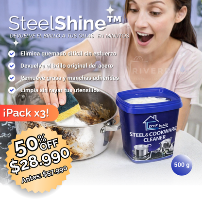 3x1 SteelShine™ -  Devuelve el brillo a tus ollas  en minutos