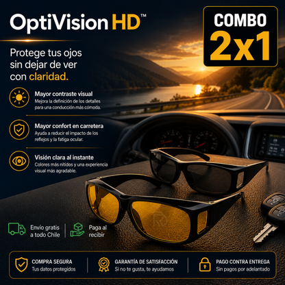 OptiVision HD™ 2x1 - Protege tus ojos sin dejar de ver con claridad.