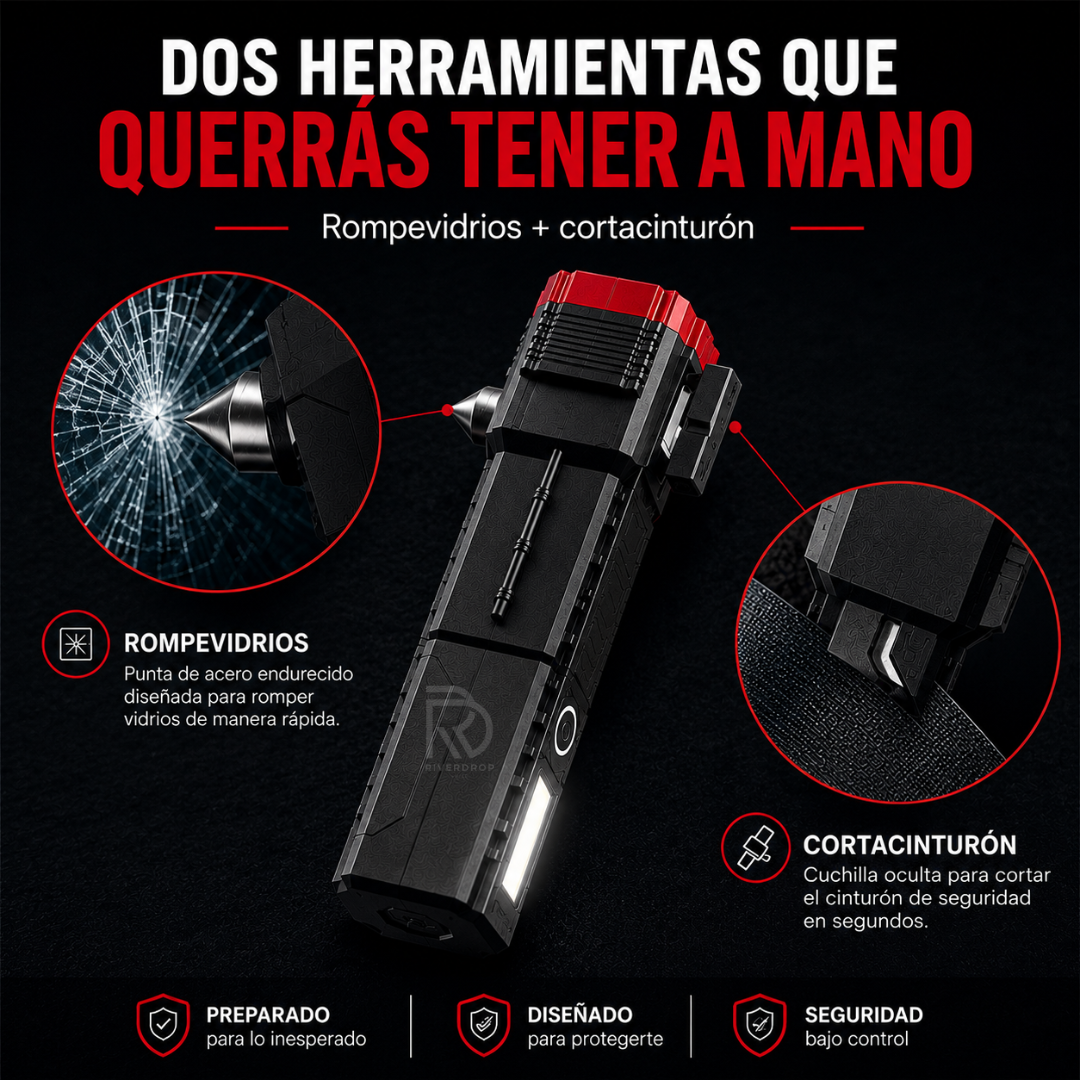 SafeLight 4 en 1™ - Mucho más que una linterna para tu auto.
