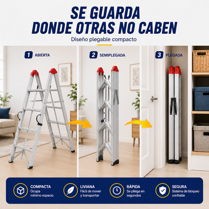 EscalaFlex 4™ - Se pliega en segundos y cabe en cualquier rincón.