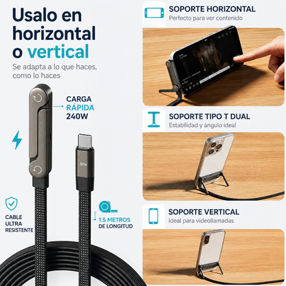 ChargeStand™ - El cable que también se convierte en soporte.