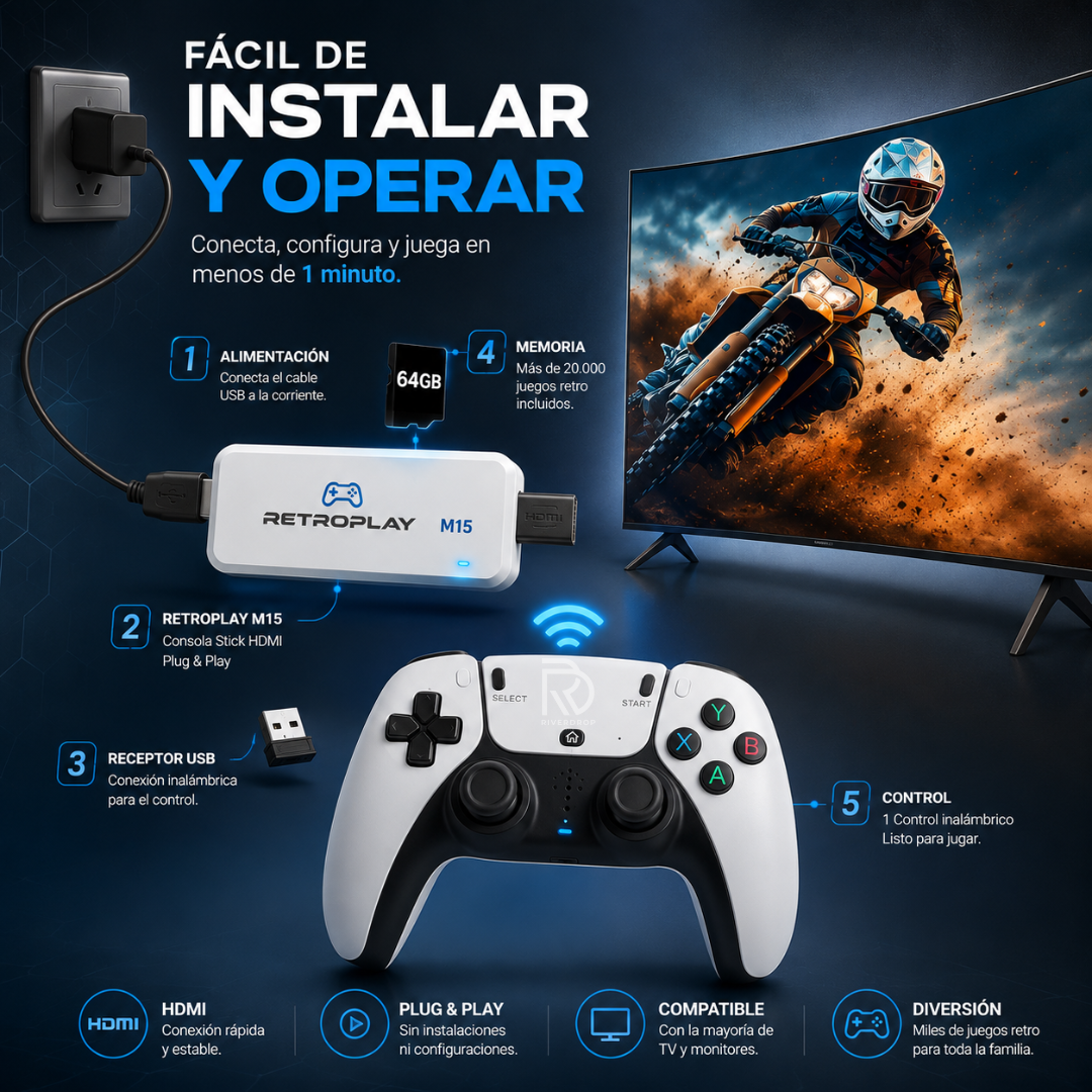 RetroPlay M15™ - Convierte cualquier TV en una consola retro.