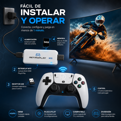 RetroPlay M15™ - Convierte cualquier TV en una consola retro.