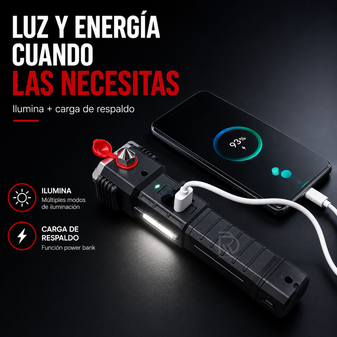 SafeLight 4 en 1™ - Mucho más que una linterna para tu auto.