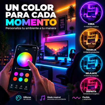 NeonVibe™ 5m. - Dale color, luz y personalidad a cualquier espacio.