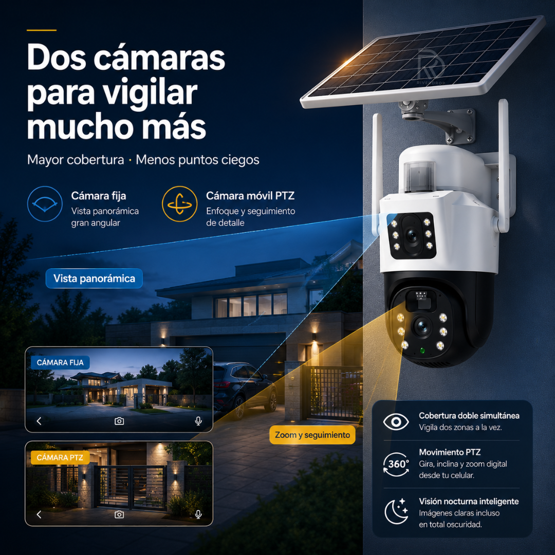 EcoGuardian 360™ - Seguridad inteligente las 24 horas con energía solar.