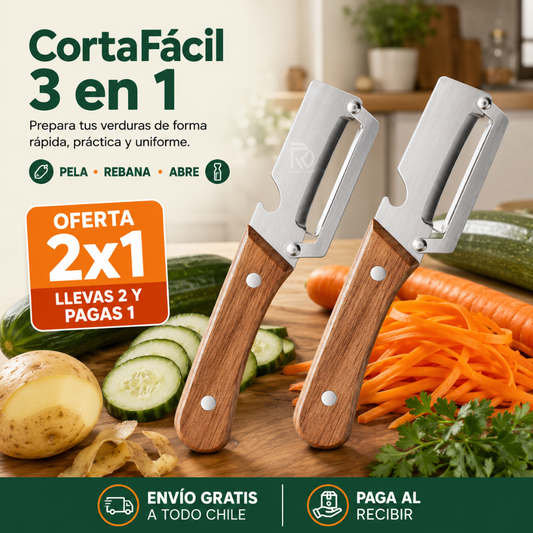 CortaFácil 3en1™ - Prepara tus verduras de forma rápida, práctica y uniforme.