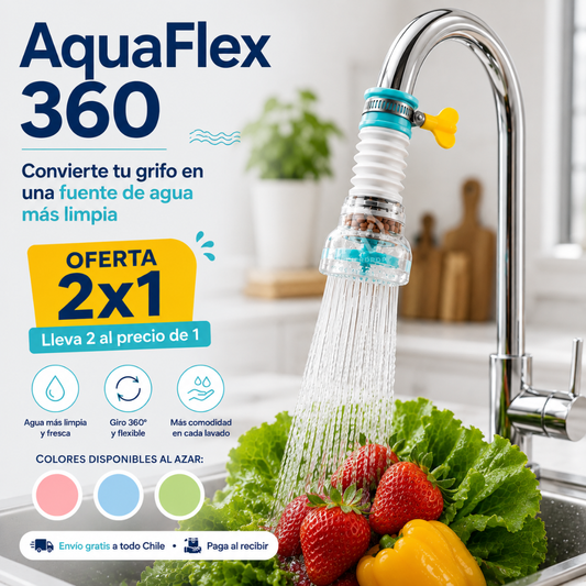 AquaFlex 360™ - Convierte tu grifo en una fuente de agua más limpia.