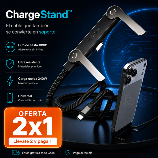 ChargeStand™ - El cable que también se convierte en soporte.