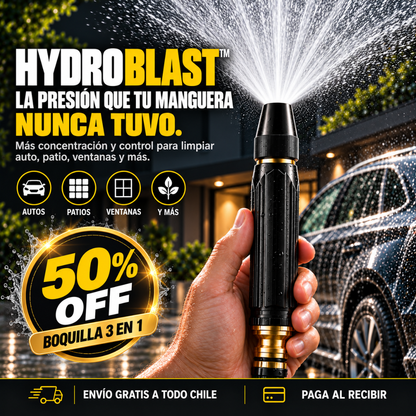 HydroBlast™ - La presión que tu manguera nunca tuvo.