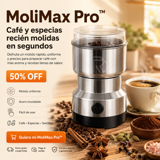 MoliMax Pro™ - Café y especias recién molidas en segundos.