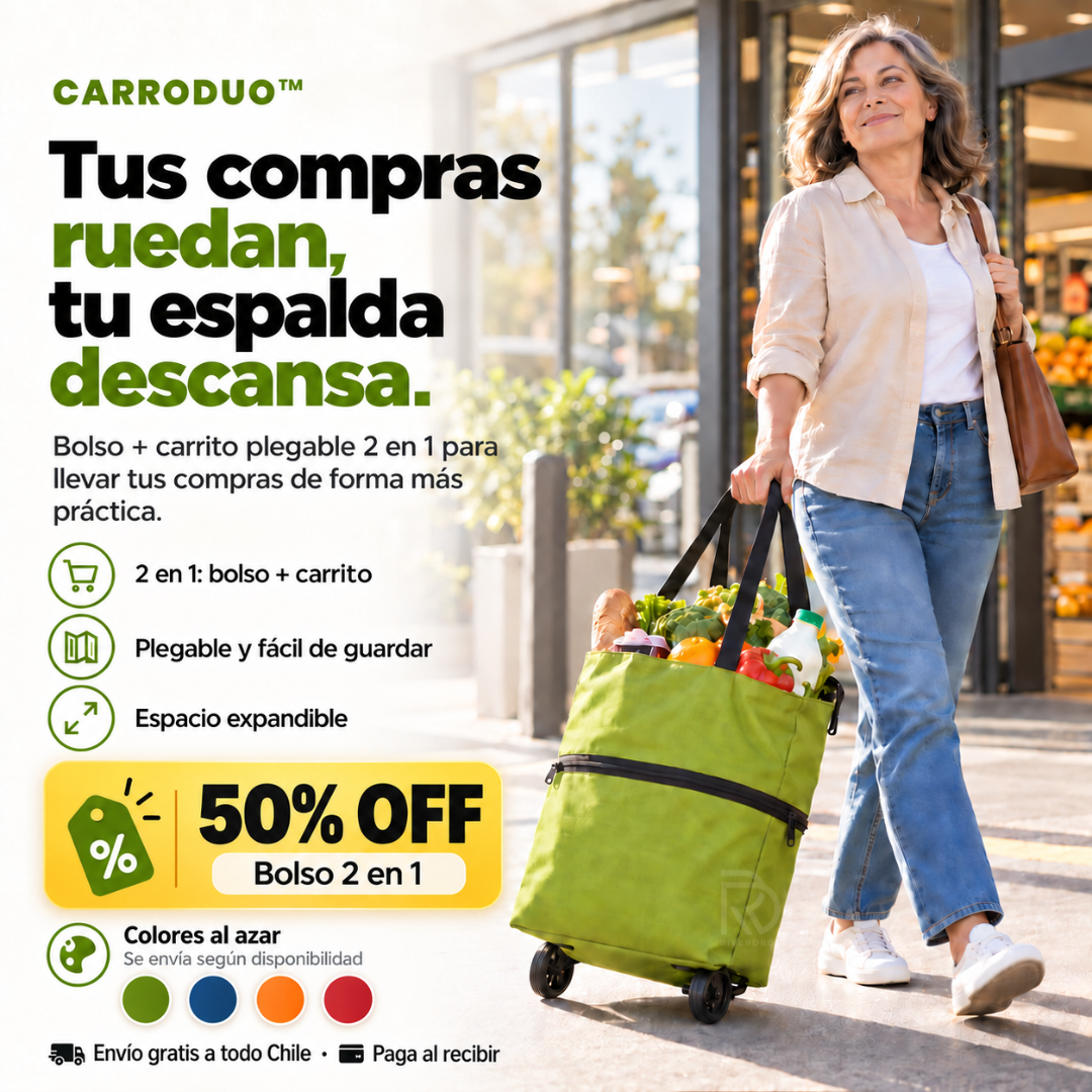 CarroDuo™ - Tus compras ruedan, tu espalda descansa.