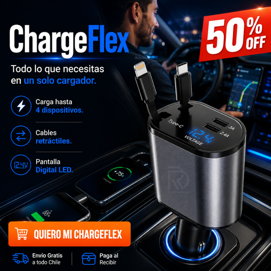 ChargeFlex™ - Todo lo que necesitas en un solo cargador.