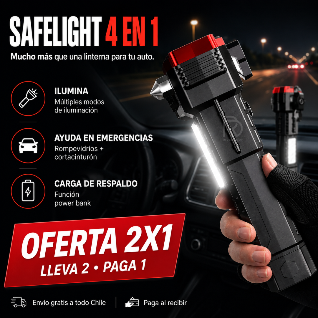 SafeLight 4 en 1™ - Mucho más que una linterna para tu auto.