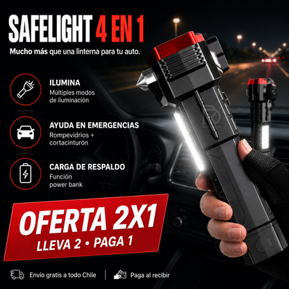 SafeLight 4 en 1™ - Mucho más que una linterna para tu auto.